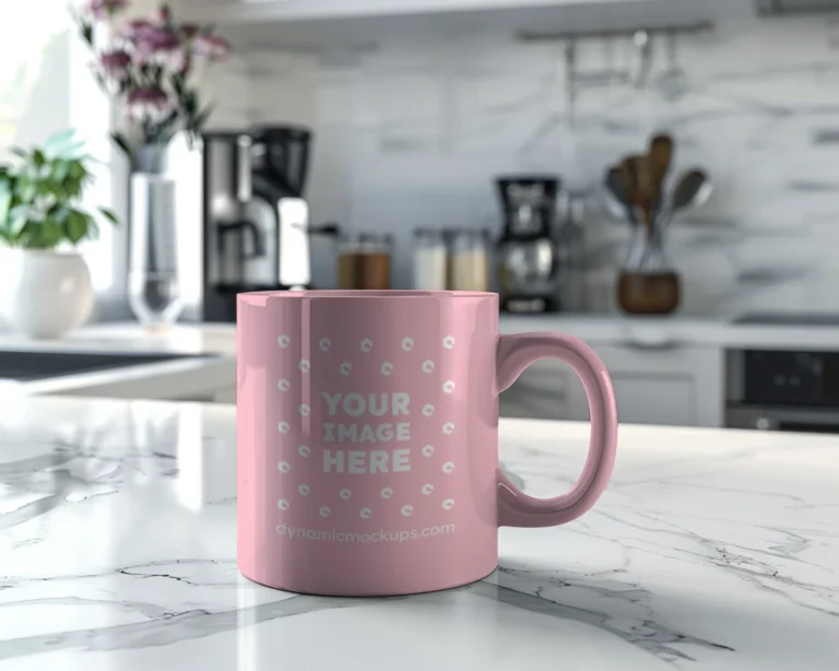 11oz Blank Pink Ceramic Coffee Mug Mockup Template