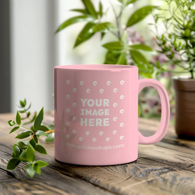 11oz Blank Pink Ceramic Coffee Mug Mockup Template