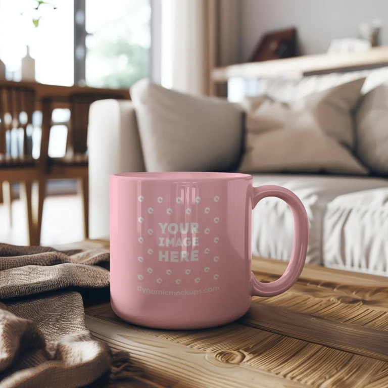11oz Blank Pink Ceramic Coffee Mug Mockup Template