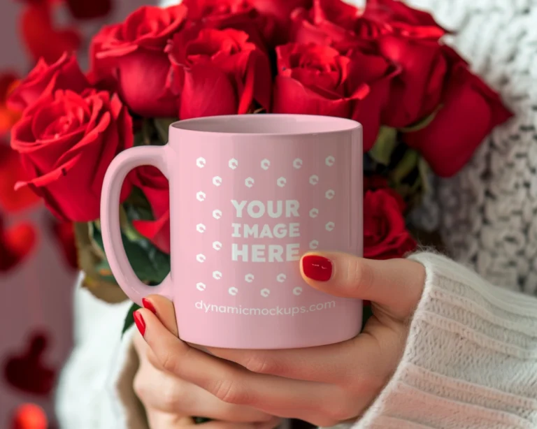 11oz Blank Pink Ceramic Coffee Mug Mockup Template