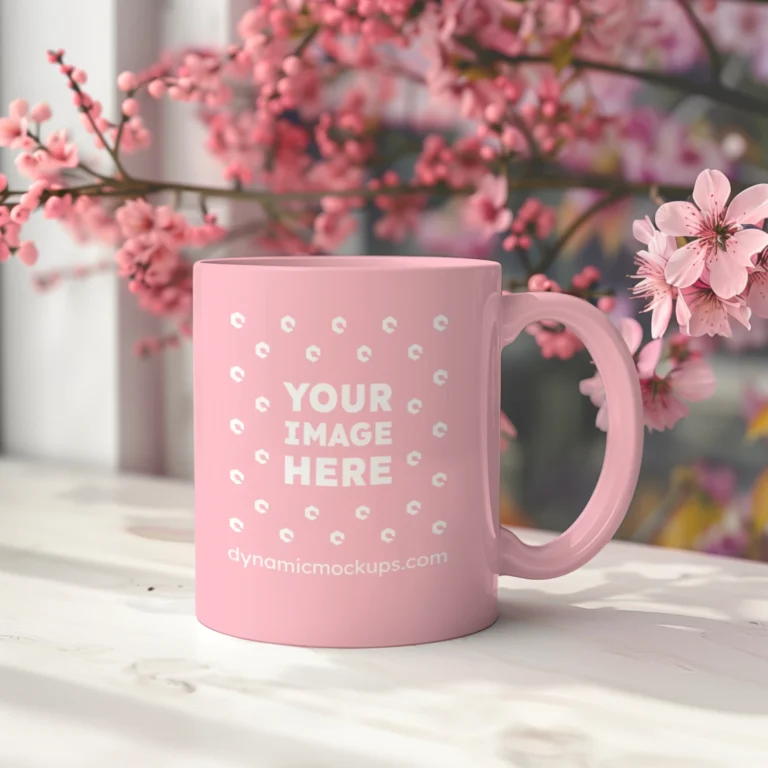 11oz Blank Pink Ceramic Coffee Mug Mockup Template