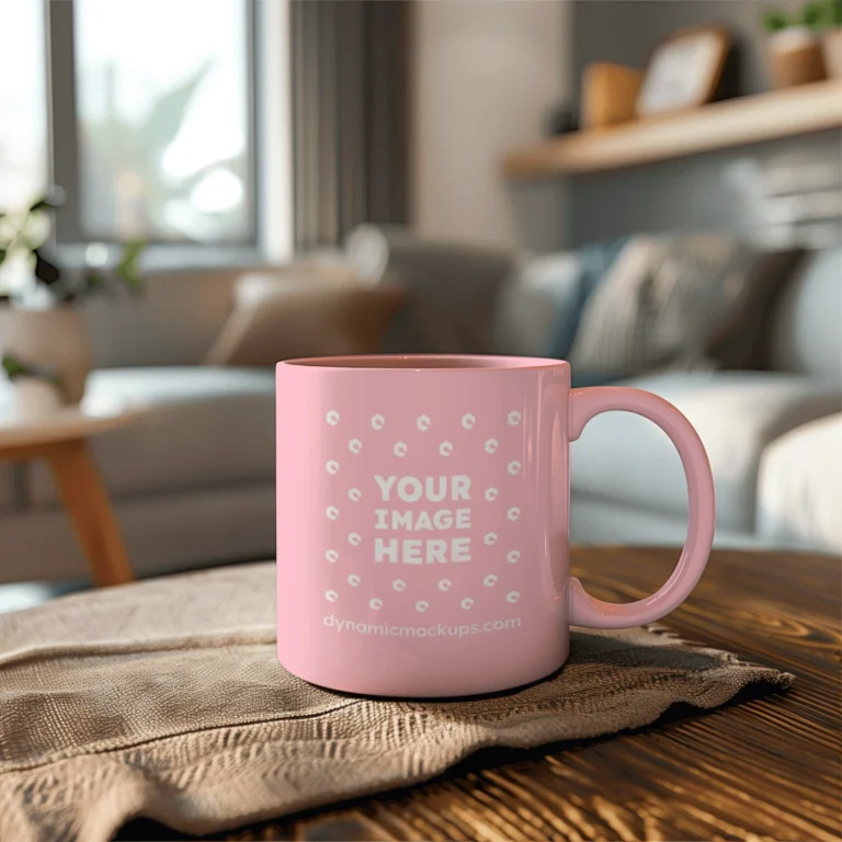 11oz Blank Pink Ceramic Coffee Mug Mockup Template