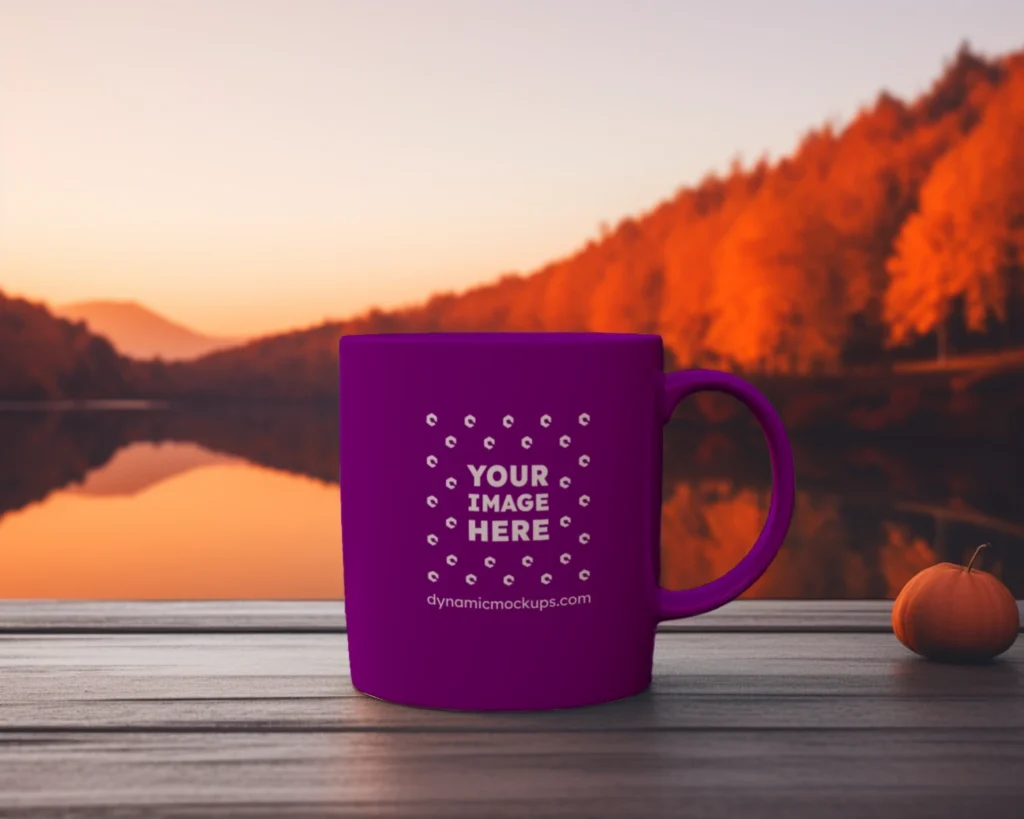 11oz Blank Purple Ceramic Coffee Mug Mockup Template