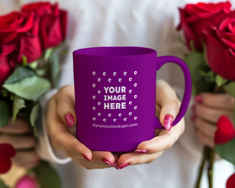 11oz Blank Purple Ceramic Coffee Mug Mockup Template