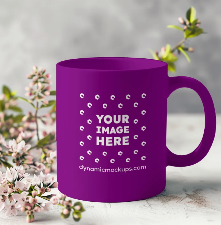 11oz Blank Purple Ceramic Coffee Mug Mockup Template