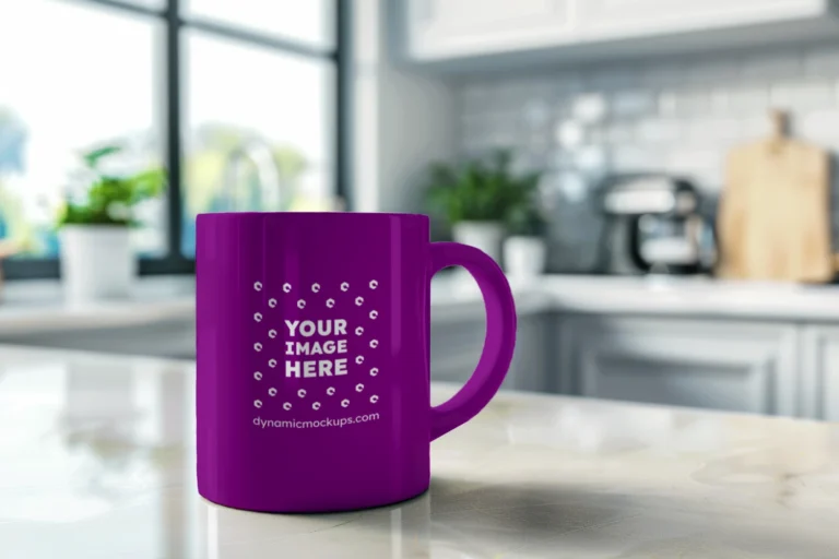 11oz Blank Purple Ceramic Coffee Mug Mockup Template
