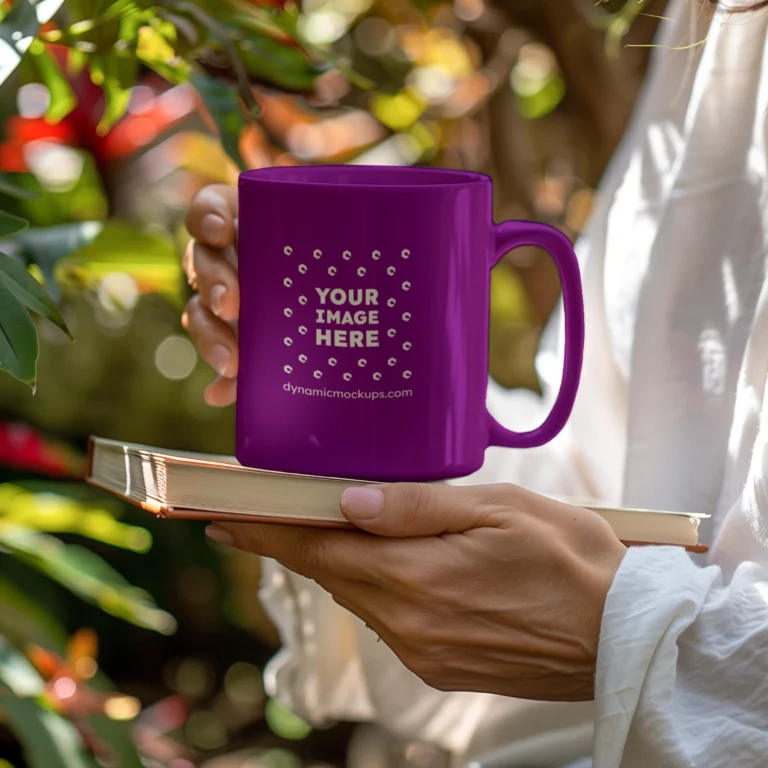 11oz Blank Purple Ceramic Coffee Mug Mockup Template