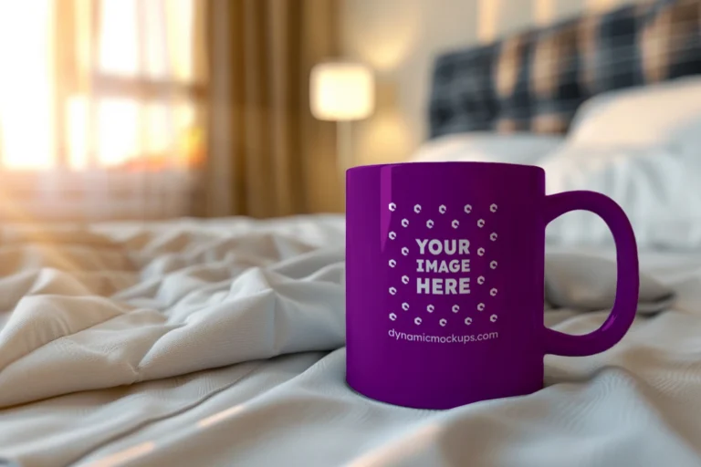 11oz Blank Purple Ceramic Coffee Mug Mockup Template