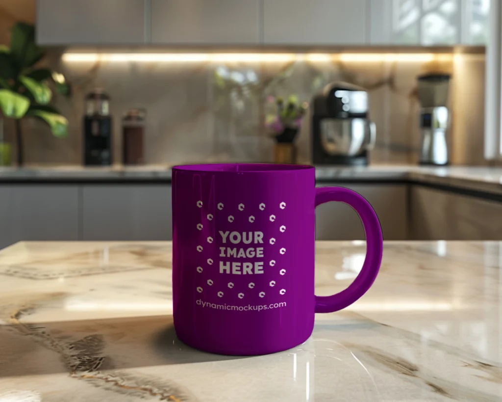 11oz Blank Purple Ceramic Coffee Mug Mockup Template