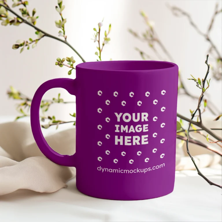 11oz Blank Purple Ceramic Coffee Mug Mockup Template