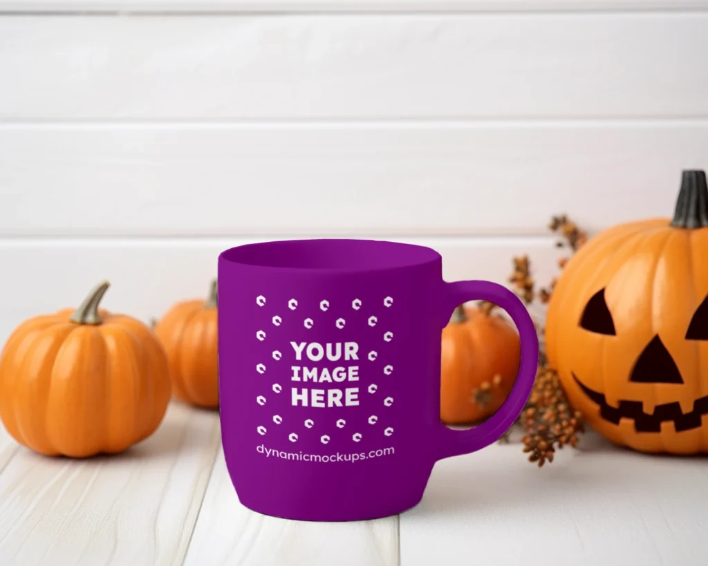 11oz Blank Purple Ceramic Coffee Mug Mockup Template