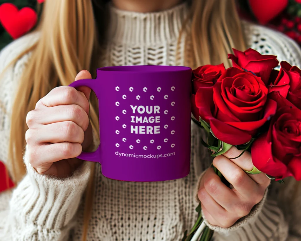 11oz Blank Purple Ceramic Coffee Mug Mockup Template