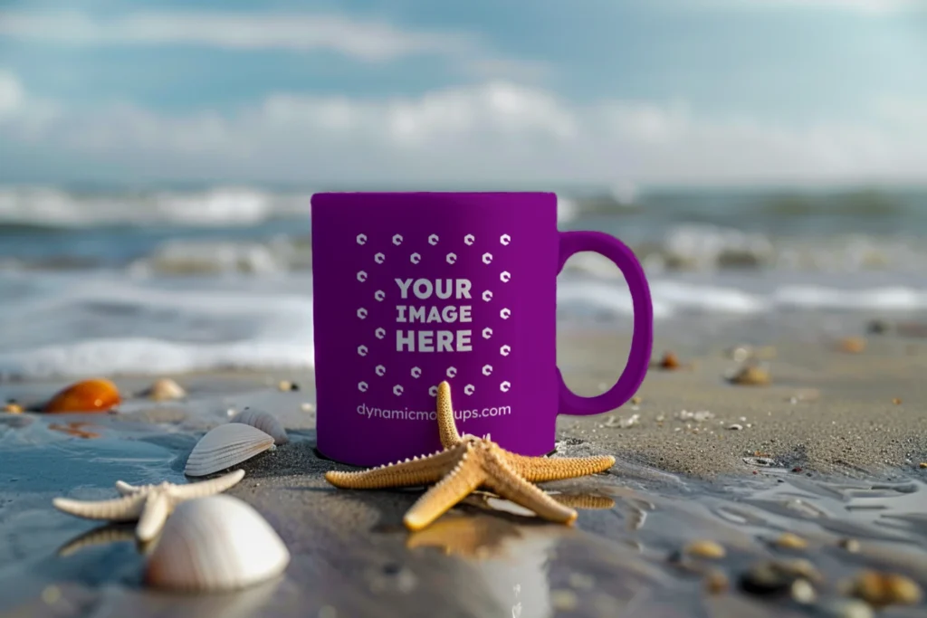 11oz Blank Purple Ceramic Coffee Mug Mockup Template