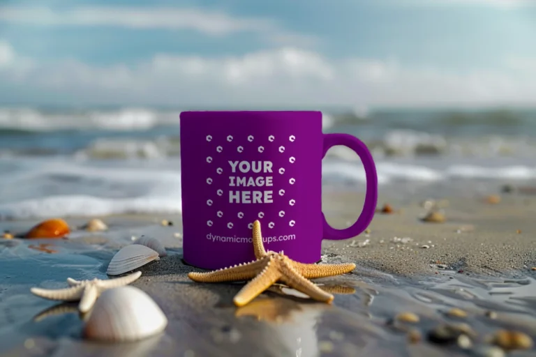 11oz Blank Purple Ceramic Coffee Mug Mockup Template