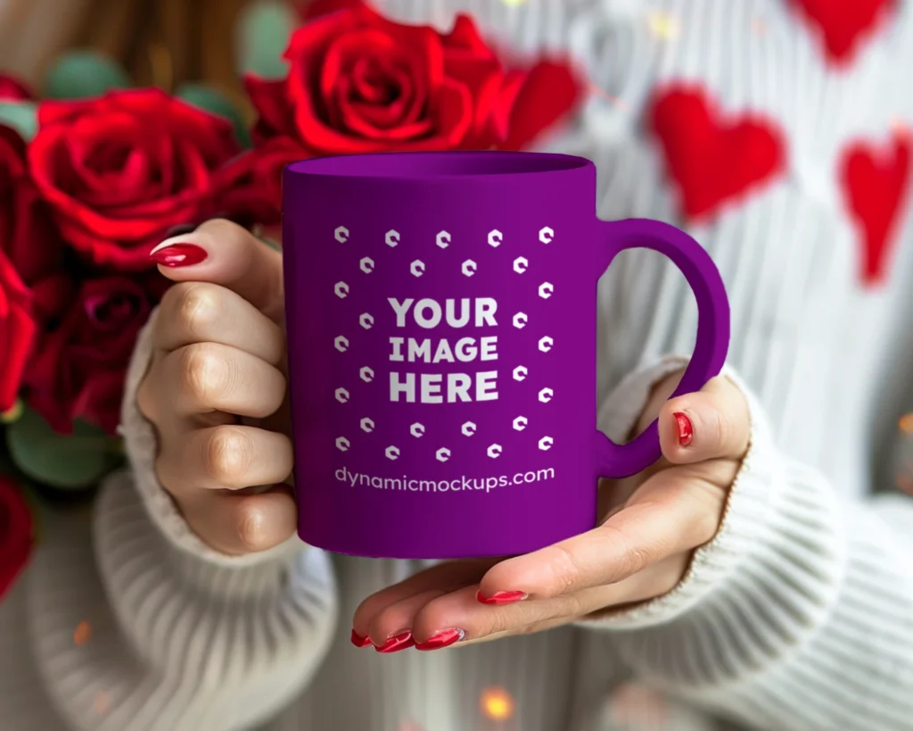 11oz Blank Purple Ceramic Coffee Mug Mockup Template
