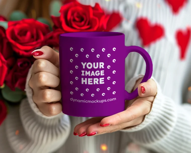 11oz Blank Purple Ceramic Coffee Mug Mockup Template