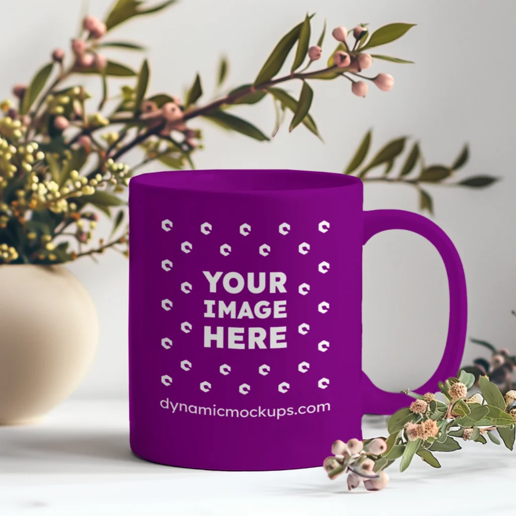 11oz Blank Purple Ceramic Coffee Mug Mockup Template