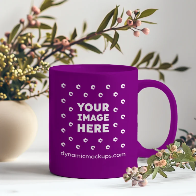 11oz Blank Purple Ceramic Coffee Mug Mockup Template