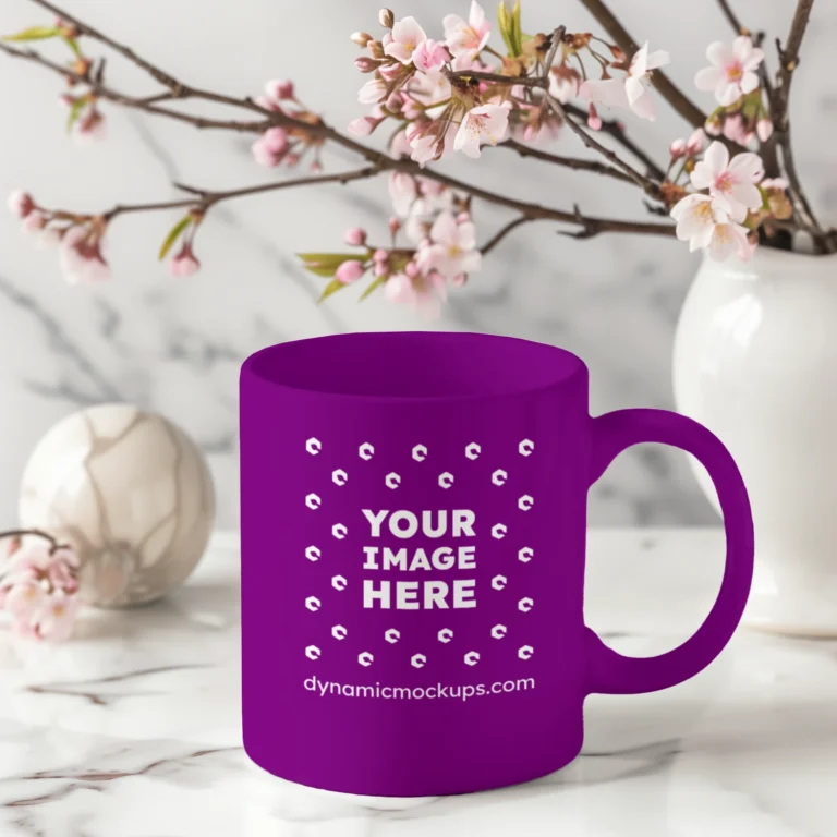 11oz Blank Purple Ceramic Coffee Mug Mockup Template