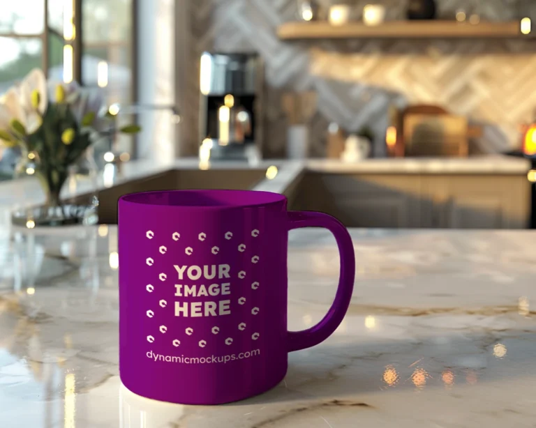 11oz Blank Purple Ceramic Coffee Mug Mockup Template