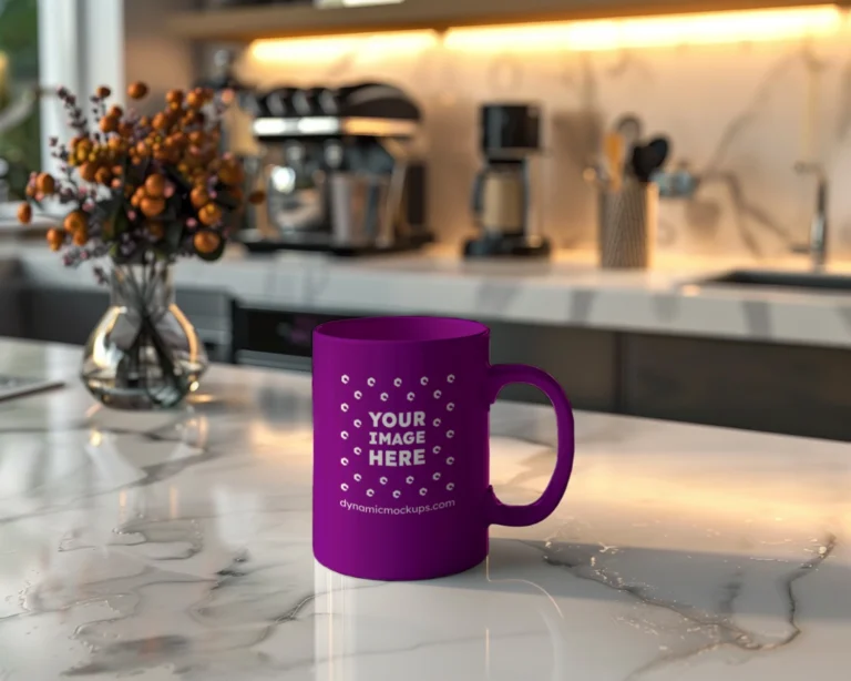 11oz Blank Purple Ceramic Coffee Mug Mockup Template