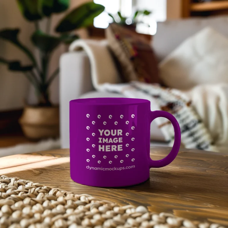 11oz Blank Purple Ceramic Coffee Mug Mockup Template