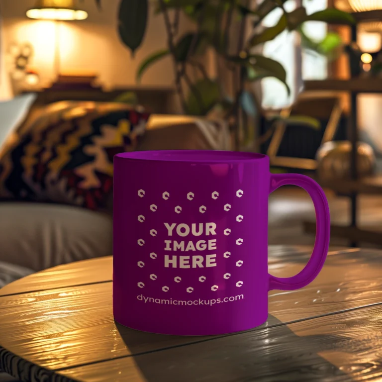 11oz Blank Purple Ceramic Coffee Mug Mockup Template
