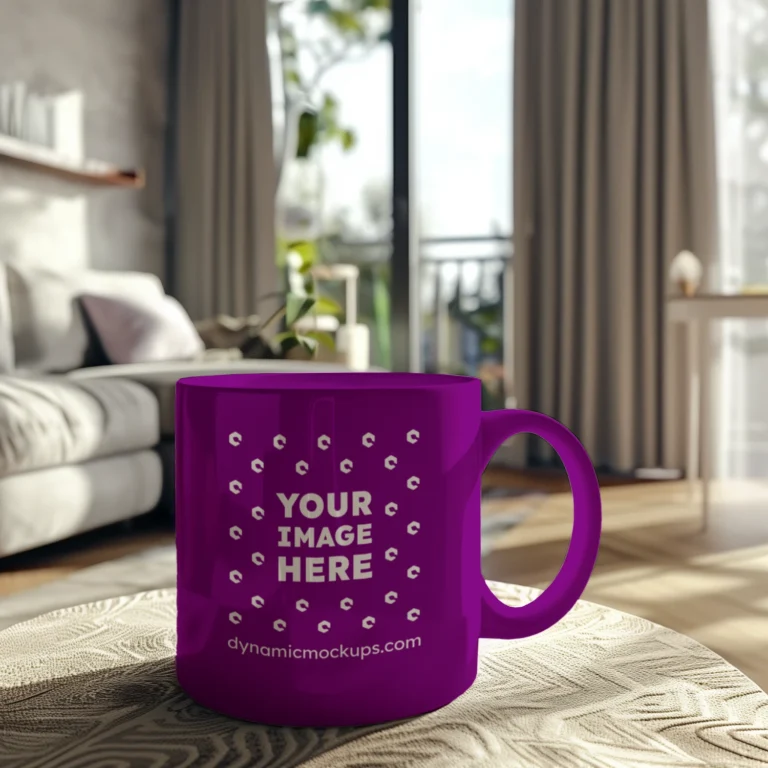 11oz Blank Purple Ceramic Coffee Mug Mockup Template
