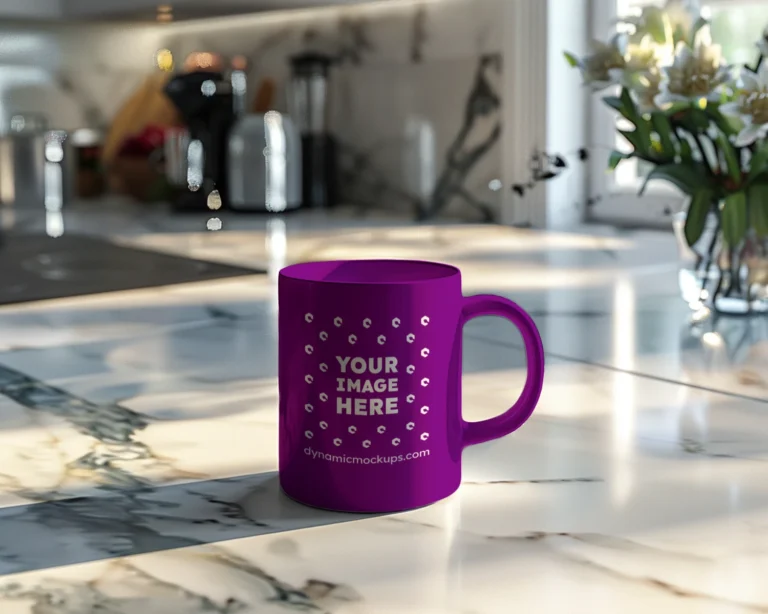 11oz Blank Purple Ceramic Coffee Mug Mockup Template