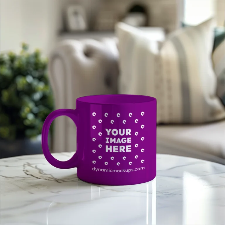 11oz Blank Purple Ceramic Coffee Mug Mockup Template