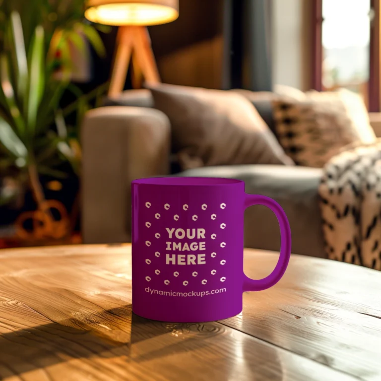 11oz Blank Purple Ceramic Coffee Mug Mockup Template