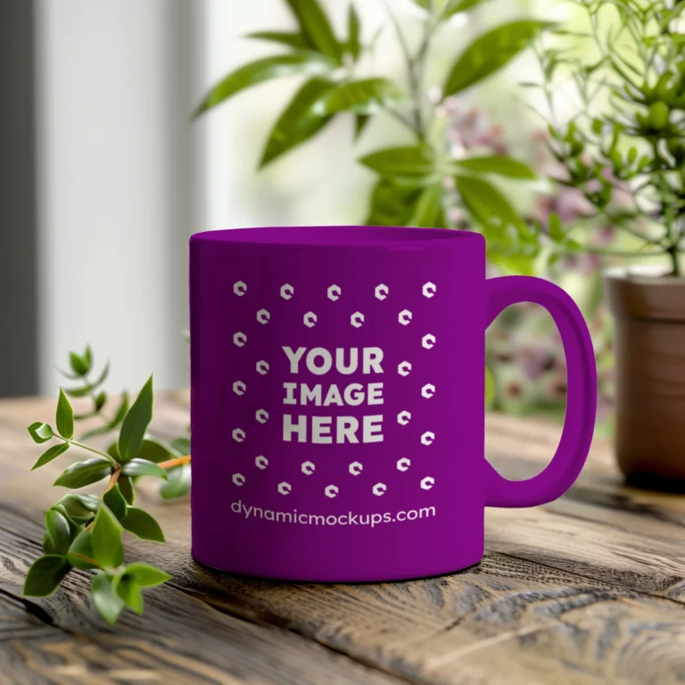11oz Blank Purple Ceramic Coffee Mug Mockup Template