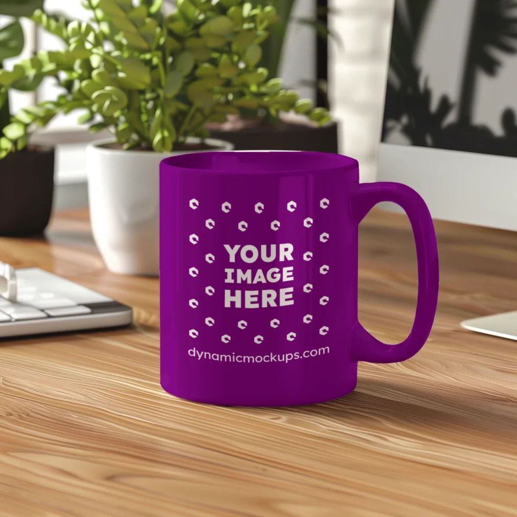 11oz Blank Purple Ceramic Coffee Mug Mockup Template