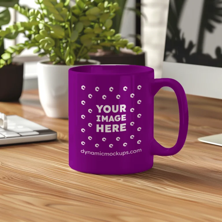11oz Blank Purple Ceramic Coffee Mug Mockup Template