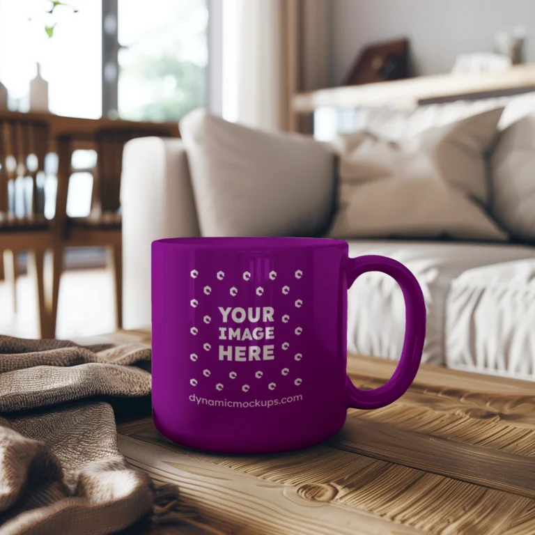 11oz Blank Purple Ceramic Coffee Mug Mockup Template