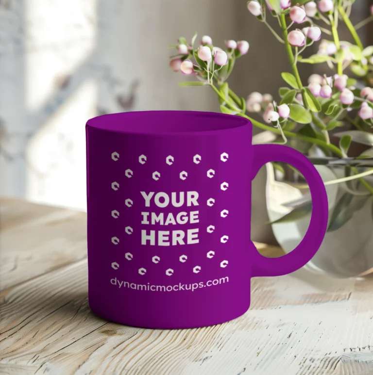 11oz Blank Purple Ceramic Coffee Mug Mockup Template