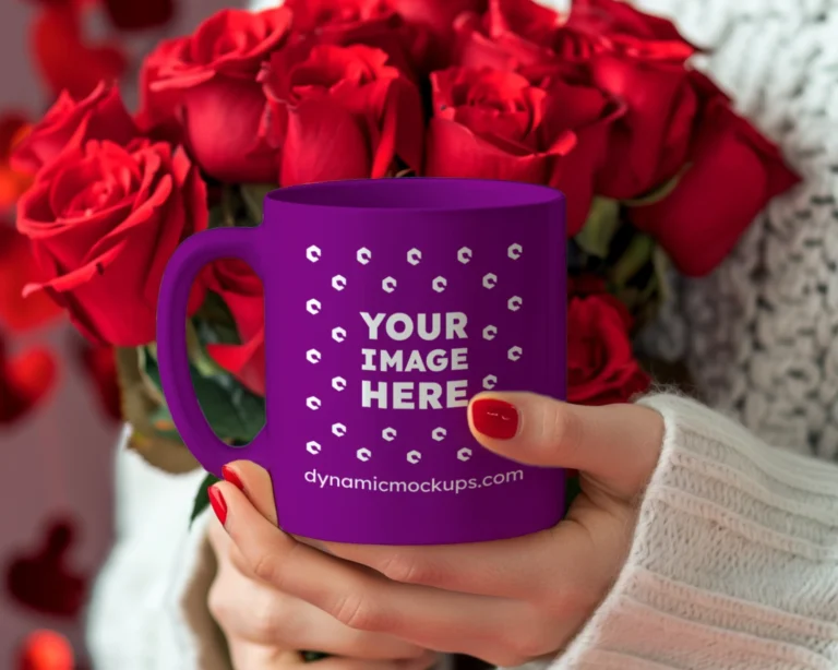 11oz Blank Purple Ceramic Coffee Mug Mockup Template