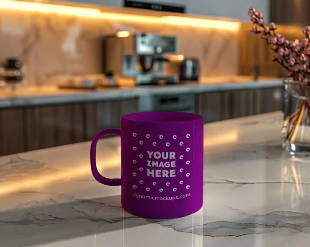 11oz Blank Purple Ceramic Coffee Mug Mockup Template