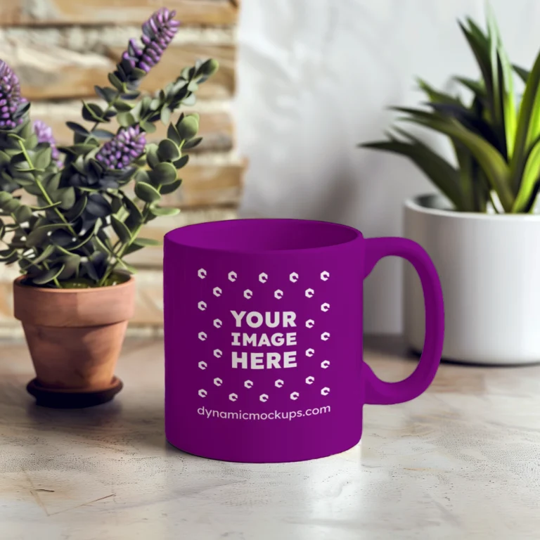11oz Blank Purple Ceramic Coffee Mug Mockup Template
