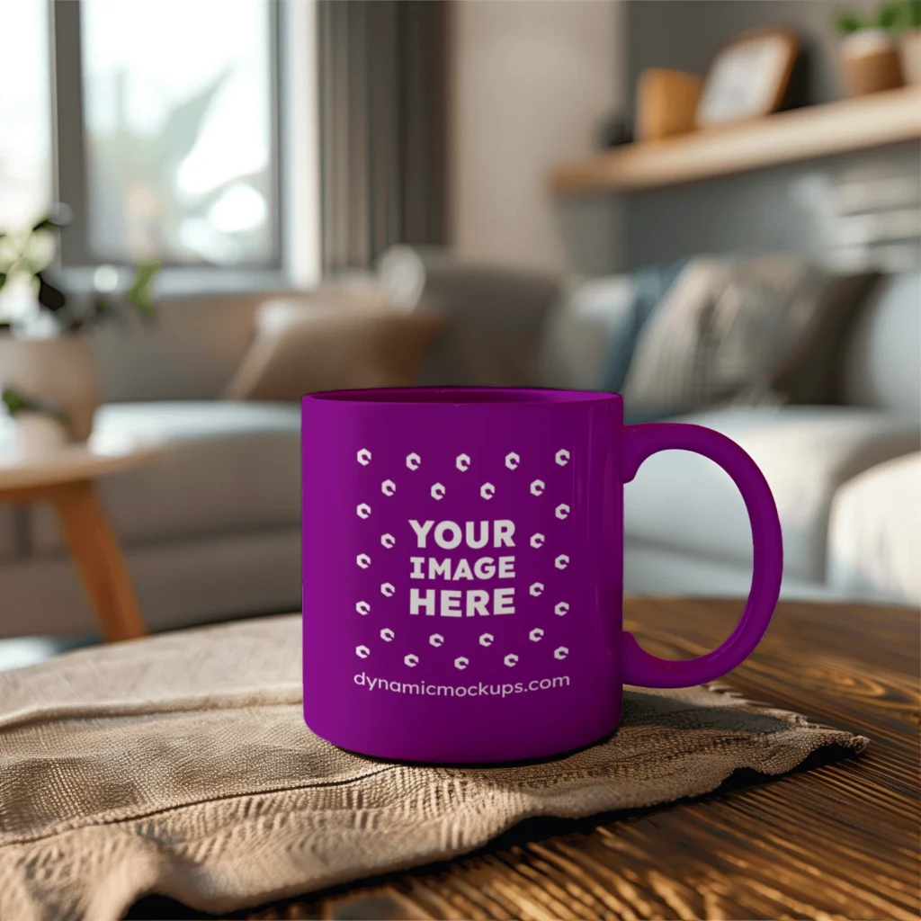 11oz Blank Purple Ceramic Coffee Mug Mockup Template