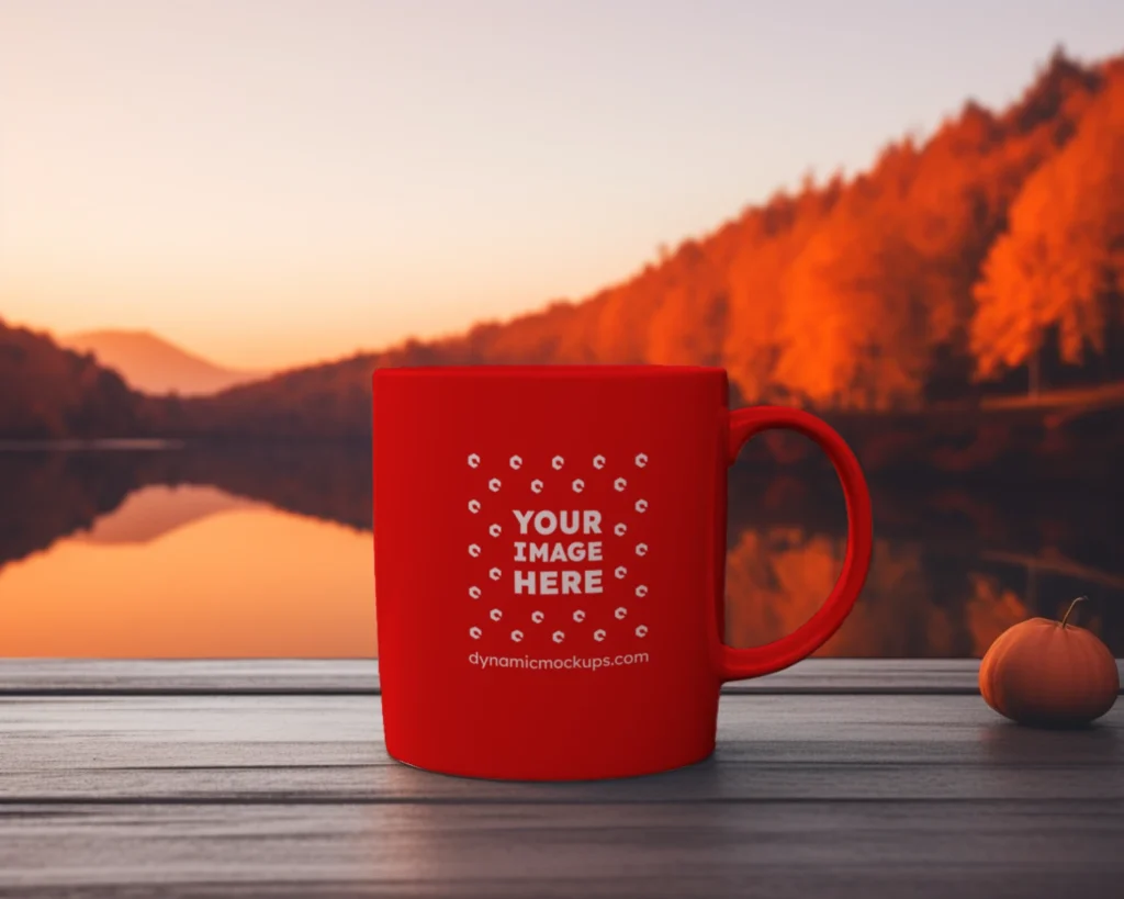 11oz Blank Red Ceramic Coffee Mug Mockup Template