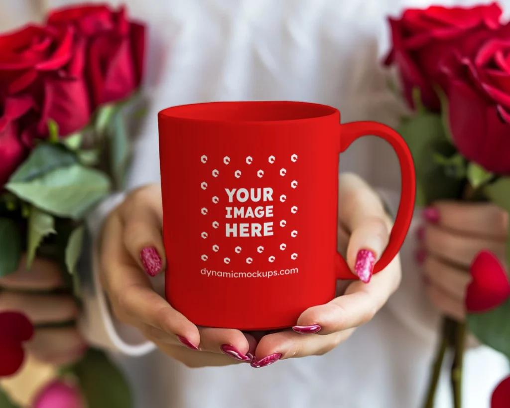 11oz Blank Red Ceramic Coffee Mug Mockup Template