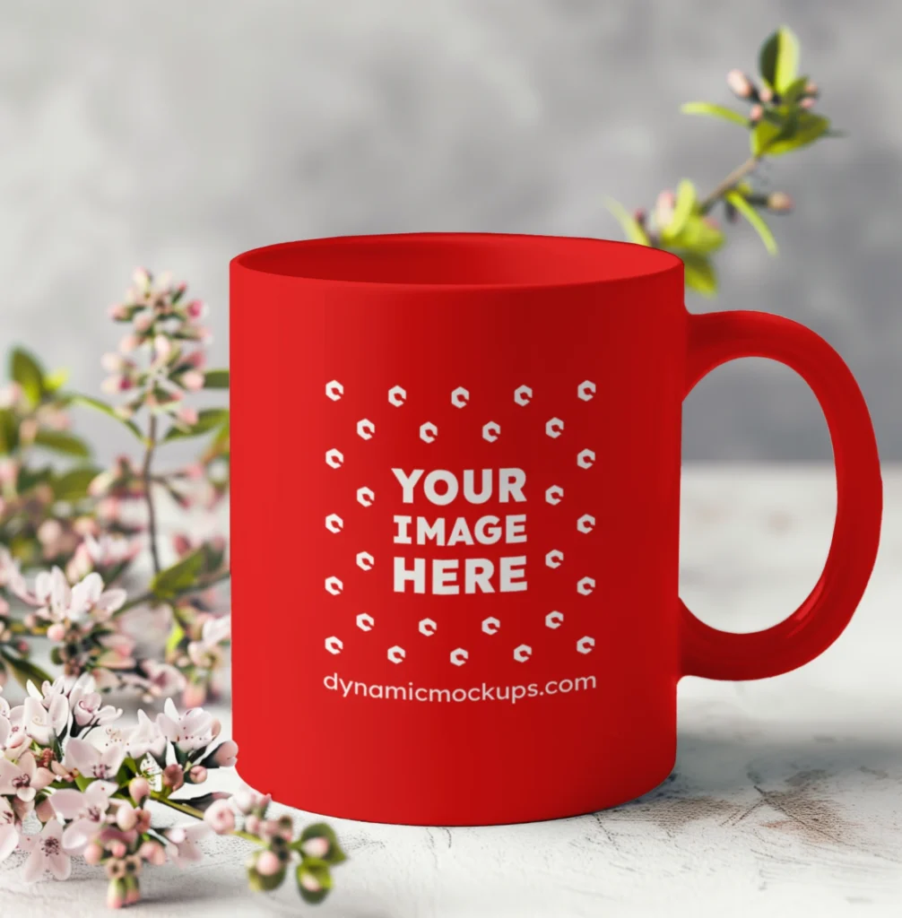 11oz Blank Red Ceramic Coffee Mug Mockup Template