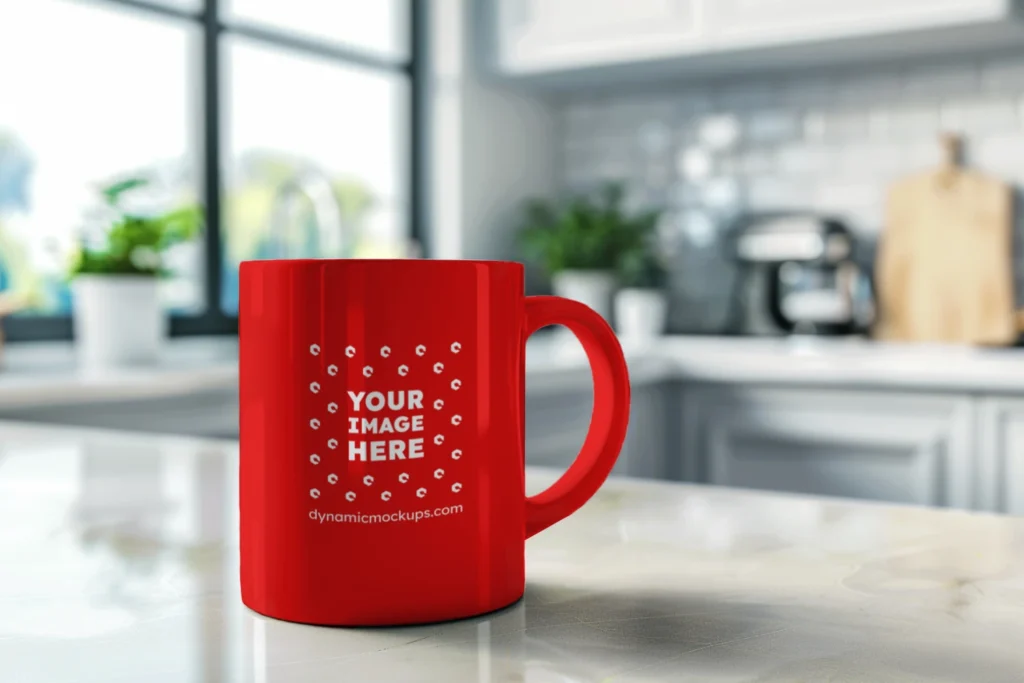 11oz Blank Red Ceramic Coffee Mug Mockup Template
