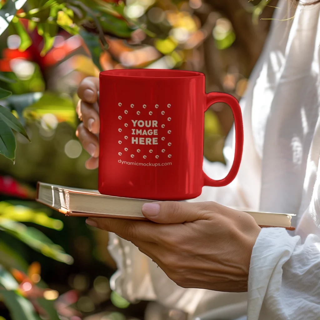 11oz Blank Red Ceramic Coffee Mug Mockup Template