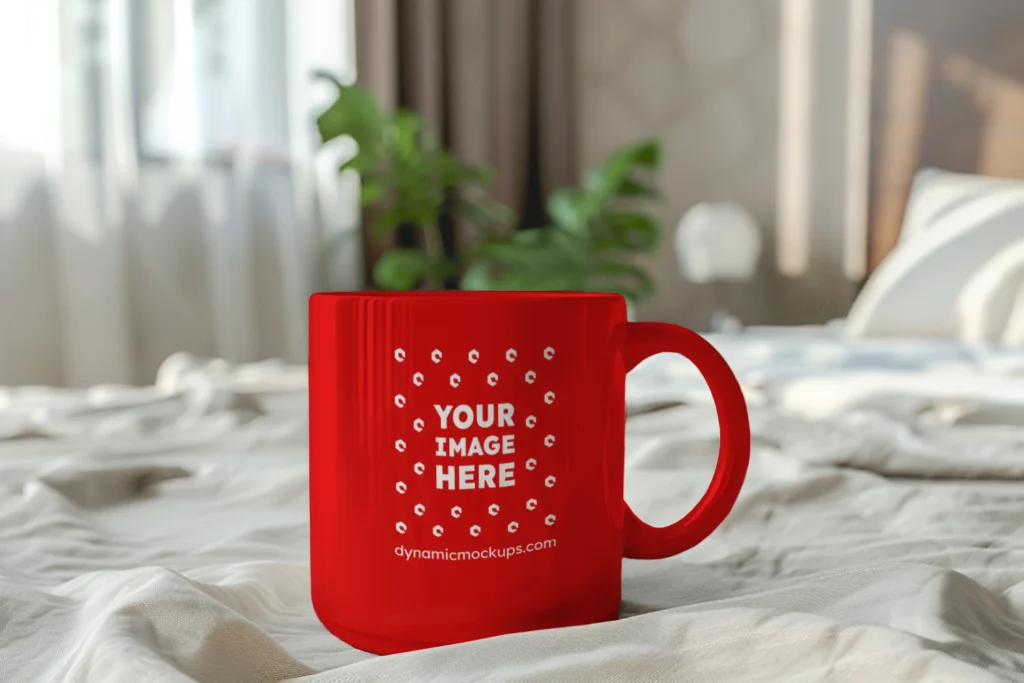 11oz Blank Red Ceramic Coffee Mug Mockup Template