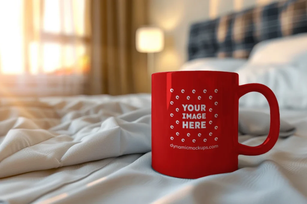 11oz Blank Red Ceramic Coffee Mug Mockup Template