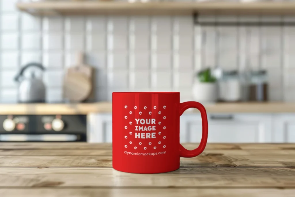 11oz Blank Red Ceramic Coffee Mug Mockup Template