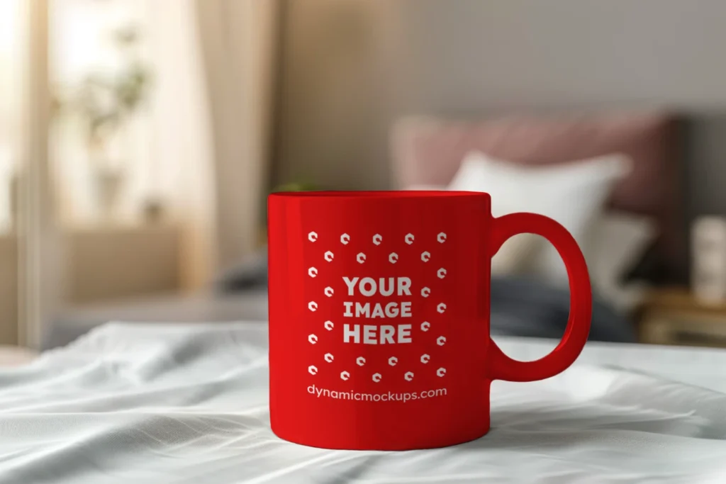 11oz Blank Red Ceramic Coffee Mug Mockup Template