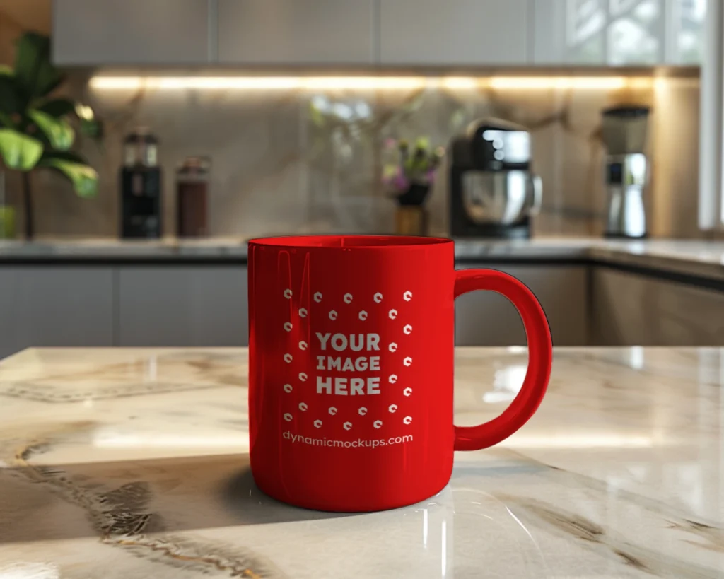 11oz Blank Red Ceramic Coffee Mug Mockup Template
